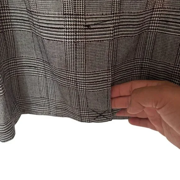 Karl Lagerfeld Sz 8 Plaid Ponte Knit Bell Ruffle Sleeve Sheath Dress Black White - Picture 5 of 8